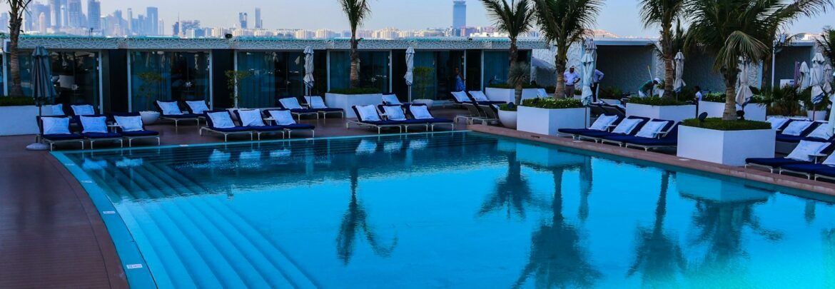 A rooftop pool with city views.