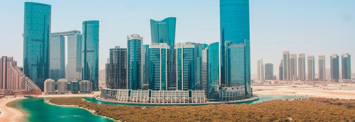 a city skyline with a park