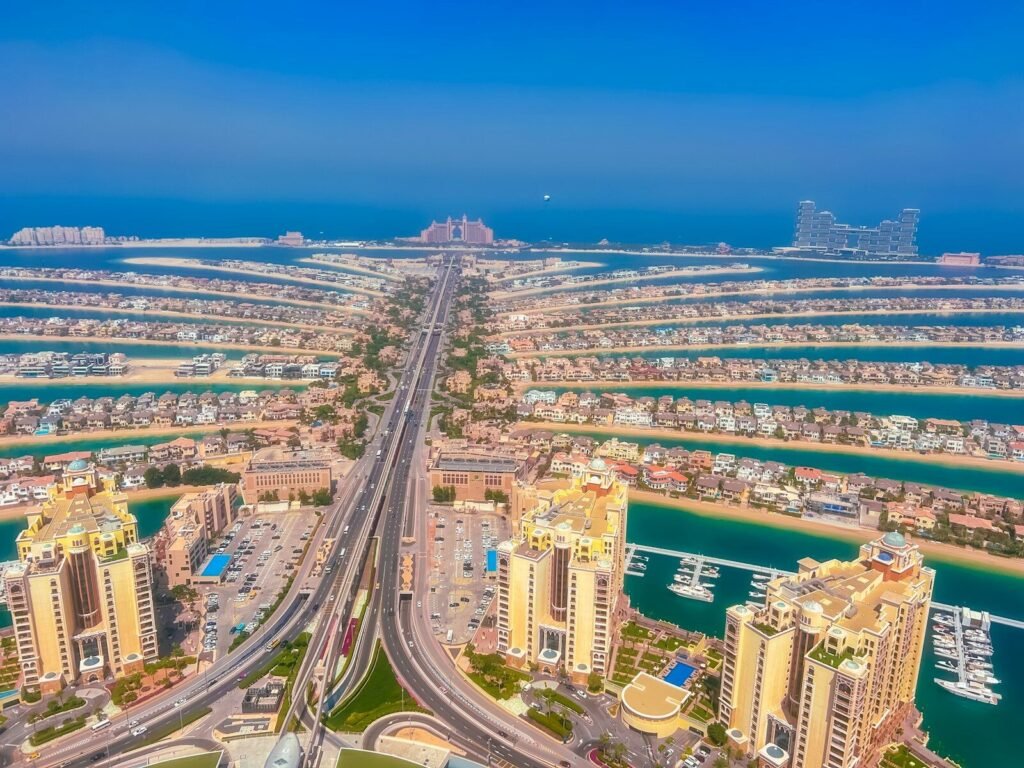 an aerial view of the city of abura