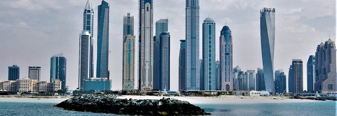 a city skyline across the water