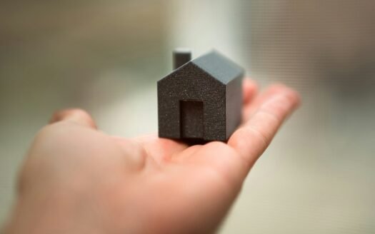 A person holding a small house in their hand